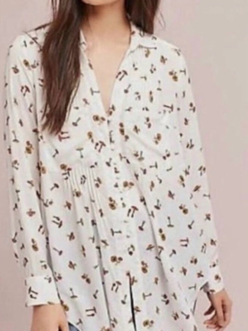 Anthropologie Maeve Matilda toadstool Mushroom Print Button Front Blouse